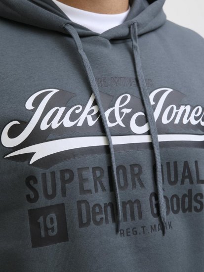 Jack & Jones 2 COL LOGO Hoodie Grey - Hupparit ja collegepaidat - Miesten hupparit ja collegepaidat isot koot