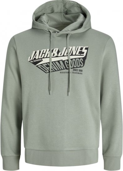 Jack & Jones 2 COL LOGO Hoodie Iceberg Green - Hupparit ja collegepaidat - Miesten hupparit ja collegepaidat isot koot