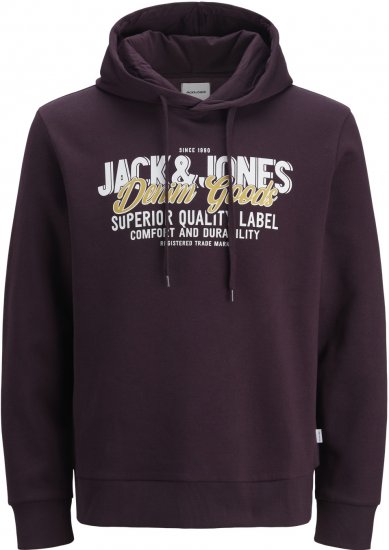 Jack & Jones 2 COL LOGO Hoodie Purple - Hupparit ja collegepaidat - Miesten hupparit ja collegepaidat isot koot