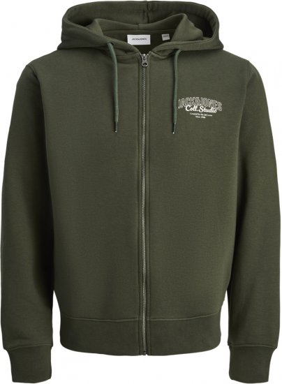 Jack & Jones Makoto Hoodie with Zipper Green - Hupparit ja collegepaidat - Miesten hupparit ja collegepaidat isot koot