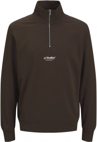 Jack & Jones Soho Sweatshirt with Zipper Brown - Hupparit ja collegepaidat - Miesten hupparit ja collegepaidat isot koot