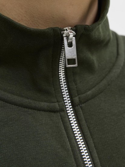 Jack & Jones Soho Sweatshirt with Zipper Green - Hupparit ja collegepaidat - Miesten hupparit ja collegepaidat isot koot