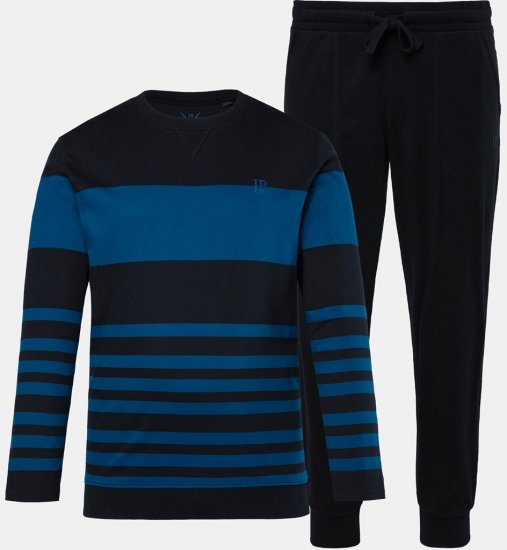 JP1880 Pyjamas Two-piece Long Sleeve with Stripes Blue - Alusvaatteet & uimavaatteet - Miesten Isot alusvaatteet 