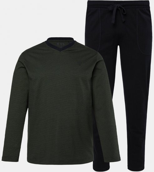 JP1880 Pyjamas Two-piece Striped Dark Green - Alusvaatteet & uimavaatteet - Miesten Isot alusvaatteet 