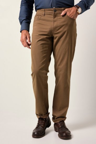 JP1880 Twill Trousers Belly Fit 5-Pocket Brown - Farkut ja housut - Miesten isot farkut ja isot housut W40-W70