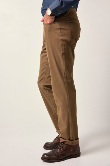 JP1880 Twill Trousers Belly Fit 5-Pocket Brown - Farkut ja housut - Miesten isot farkut ja isot housut W40-W70