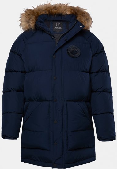 JP1880 Quilted Parka Lightweight and Warm with Faux Fur Hood Navy - Takit - Miesten Takit, isot koot – 2XL – 12XL