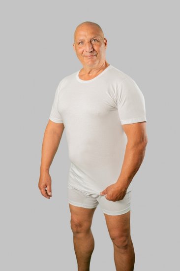 20 Nodi Short Sleeve Crew Neck in Combed Cotton Jersey White - Alusvaatteet & Uimavaatteet - Miesten Isot alusvaatteet 