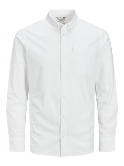 Jack & Jones Brook Oxford Shirt Long Sleeve White - Kauluspaidat - Miesten isot kauluspaidat 2XL – 8XL
