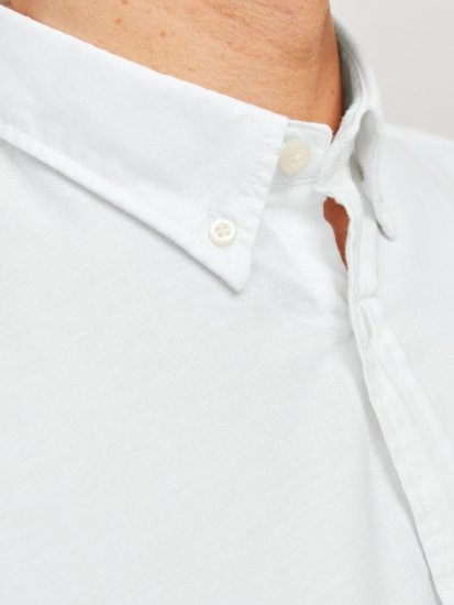 Jack & Jones Brook Oxford Shirt Long Sleeve White - Kauluspaidat - Miesten isot kauluspaidat 2XL – 8XL