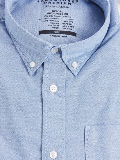 Jack & Jones Brook Oxford Shirt Long Sleeve Blue - Kauluspaidat - Miesten isot kauluspaidat 2XL – 8XL