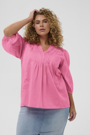 Kaffe Curve Karlia 3/4 Sleeve Blouse Pink - Puserot & tunikat - 