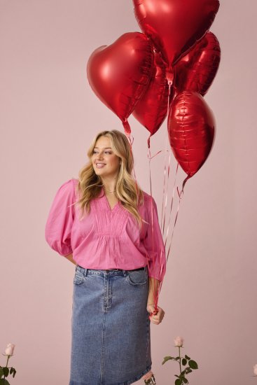 Kaffe Curve Karlia 3/4 Sleeve Blouse Pink - Puserot & tunikat - 