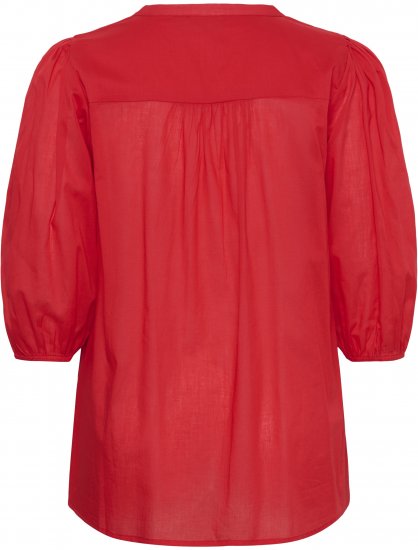 Kaffe Curve Karlia 3/4 Sleeve Blouse Red - Puserot - 