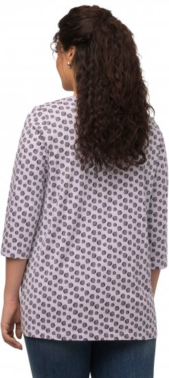 Ulla Popken Polka Dot 3/4 Sleeve Square Neck A-Line Tee Light Blue-Grey - Painetut T-paidat naisille - 