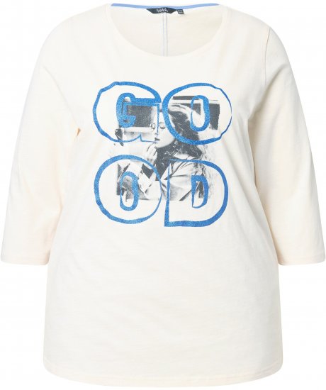 Ulla Popken Photo Graphic 3/4 Sleeve Tee Pearl White - Painetut T-paidat naisille - 
