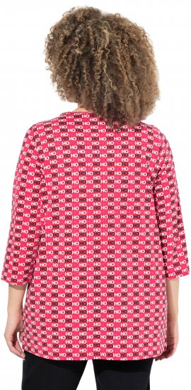 Ulla Popken Minimalist Ho Ho Ho Print 3/4 Sleeve Tee Salsa Red - Painetut T-paidat naisille - 