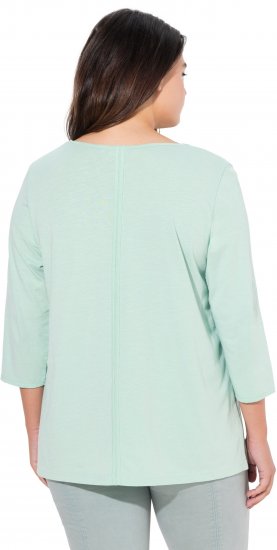 Ulla Popken Metallic Lettering 3/4 Sleeve Tee Mint Green - Painetut T-paidat naisille - 