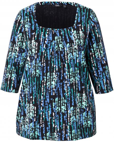 Ulla Popken Graphic Print Square Neck Tee Black - Painetut T-paidat naisille - 