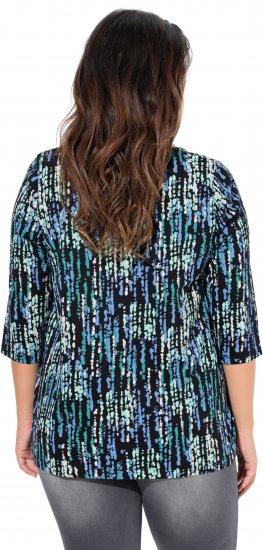 Ulla Popken Graphic Print Square Neck Tee Black - Painetut T-paidat naisille - 