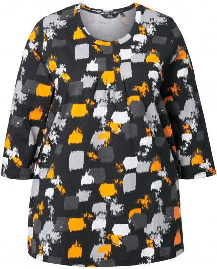 Ulla Popken Graphic Print 3/4 Sleeve Tee Black - Painetut T-paidat naisille - 
