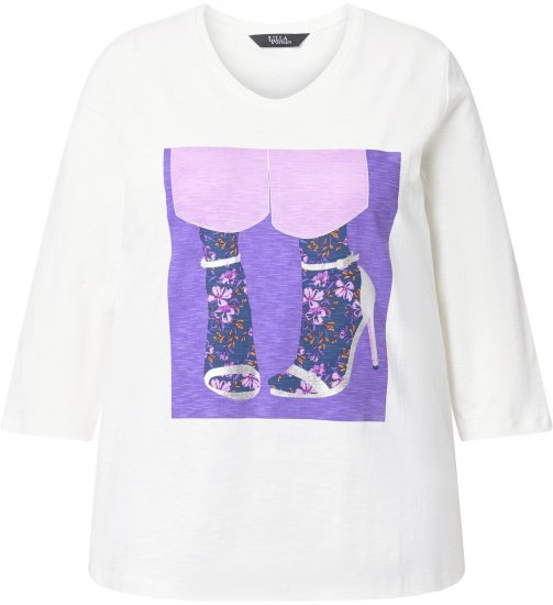 Ulla Popken Fashion Graphic T-Shirt Off-White - Painetut T-paidat naisille - 