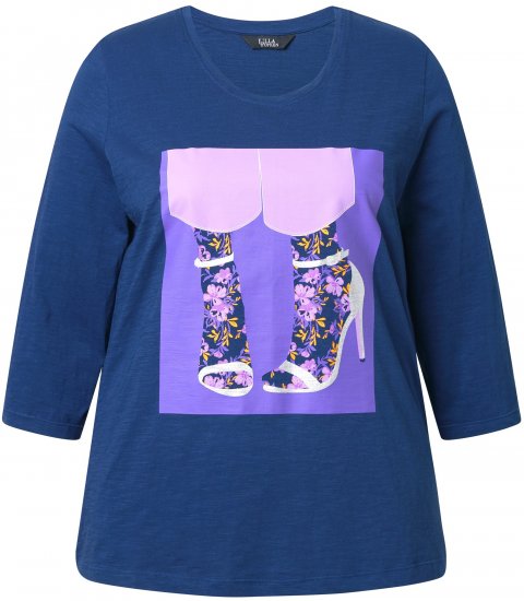 Ulla Popken Fashion Graphic T-Shirt Dark Blue - Painetut T-paidat naisille - 
