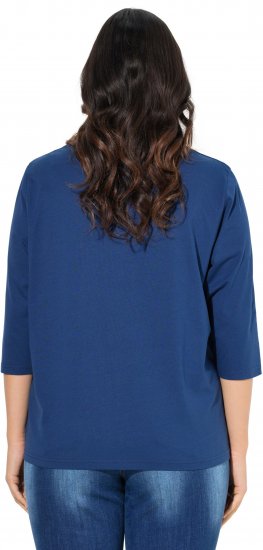 Ulla Popken Inspirational Graphic Lettering 3/4 Sleeve Tee Dark Blue - Painetut T-paidat naisille - 