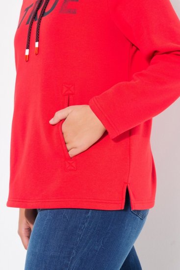 Ulla Popken TRUE Lettering Hoodie Neon Red - Naisten hupparit ja collegepaidat isot koot - Mukavat collegepaidat, huput ja neuleet