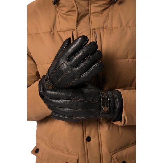JP1880 Gloves Leather Warm Lining Black - Asusteet - 