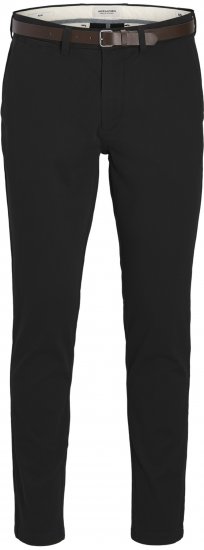 Jack & Jones Marco Adam Belted Slim Fit Chino Pants Black - Farkut ja housut - Miesten isot farkut ja isot housut W40-W70