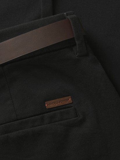 Jack & Jones Marco Adam Belted Slim Fit Chino Pants Black - Farkut ja housut - Miesten isot farkut ja isot housut W40-W70