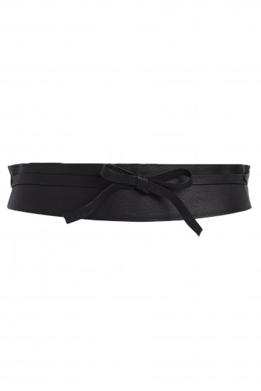 Ulla Popken Soft Leather Tie Belt Black - Vyöt - 