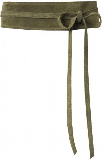 Ulla Popken Leather Tie Belt Olive Gray - Naisten vyöt isot koot - 