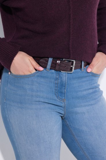 Ulla Popken Snake Embossed Belt Burgundy - Vyöt - 