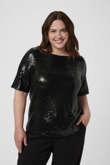Kaffe Curve Mirana Sequin Blouse Black - Puserot - 