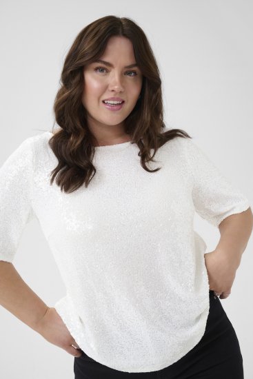 Kaffe Curve Mirana Sequin Blouse Chalk - Puserot - 