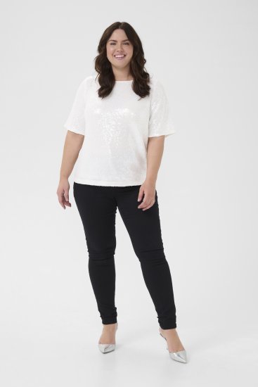 Kaffe Curve Mirana Sequin Blouse Chalk - Puserot - 