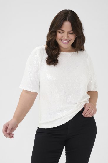 Kaffe Curve Mirana Sequin Blouse Chalk - Puserot - 