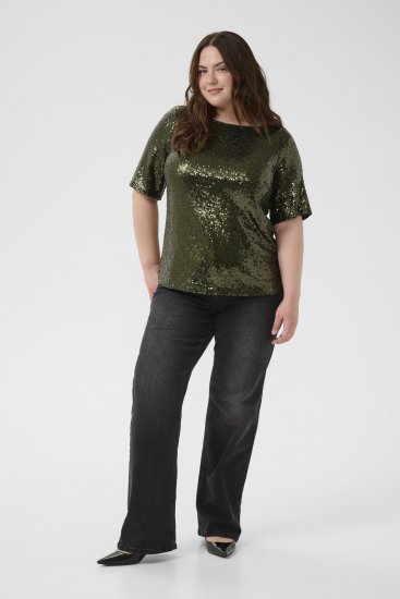 Kaffe Curve Mirana Sequin Blouse Ivy Green - Puserot - 