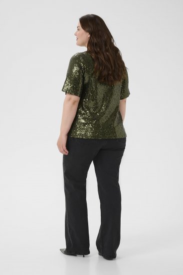 Kaffe Curve Mirana Sequin Blouse Ivy Green - Puserot - 