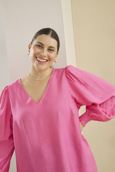 Kaffe Curve Sofia Blouse Pink Power - Puserot - 
