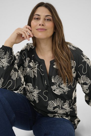 Kaffe Curve Kimmie Blouse Black Chalk Embroidery - Puserot - 