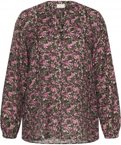 Kaffe Curve Belle Blouse Pink Black Graphic Flower - Puserot - 