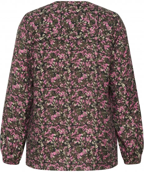 Kaffe Curve Belle Blouse Pink Black Graphic Flower - Puserot - 