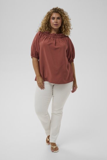 Kaffe Curve Neela Off-Shoulder Blouse Henna Brown - Puserot & tunikat - 
