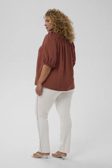 Kaffe Curve Neela Off-Shoulder Blouse Henna Brown - Puserot & tunikat - 