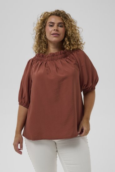 Kaffe Curve Neela Off-Shoulder Blouse Henna Brown - Puserot & tunikat - 