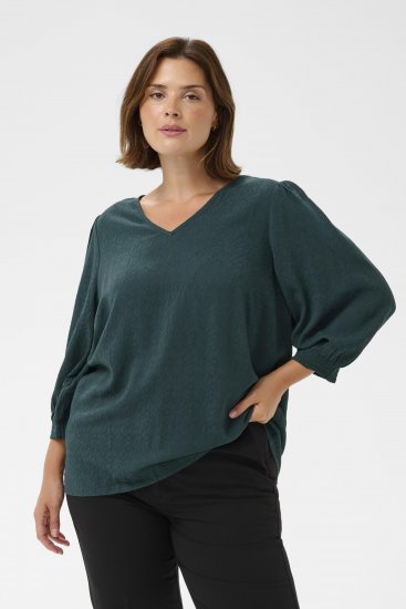 Kaffe Curve Pippi Blouse 3/4 Sleeve Magical Forest Green - Puserot & tunikat - 