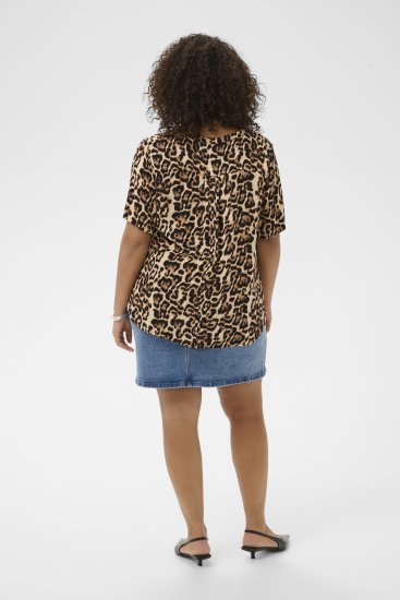 Kaffe Curve Ami Short Sleeve Blouse Printed Leopard - Puserot & tunikat - 